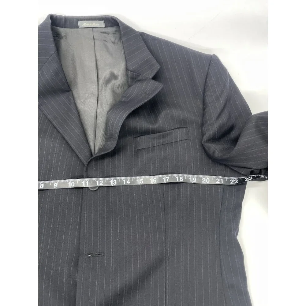 Oscar De La Renta Mens Black Suit Blazer Jacket 1Wool Size‎ 42R Preppy Career